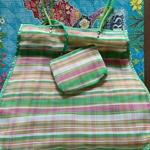 Striped Multicolor Beach Tote Bag